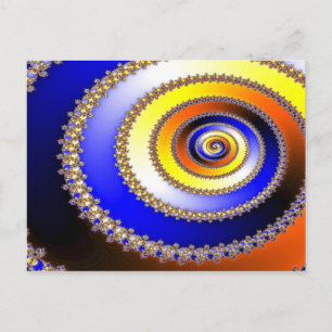 Carte Postale ART Abstrait - bleu spiral jaune