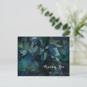 Carte Postale Art abstrait bleu, vert, sarcelle "Tu me manques" (Debout devant)