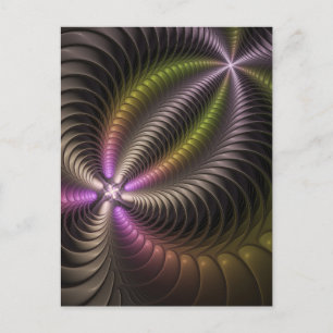 Carte Postale Art abstrait brillant tripant coloré fractal 3D