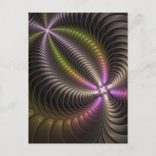 Carte Postale Art abstrait brillant tripant coloré fractal 3D
