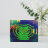 Carte Postale Art abstrait contemporain vert et bleu (Debout devant)