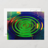 Carte Postale Art abstrait contemporain vert et bleu (Devant / Derrière)
