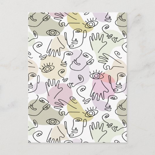 Carte Postale Art Abstrait de ligne Doodle Doodle Doodle (Devant)