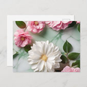 Carte Postale Art abstrait en marbre avec botanique (Devant / Derrière)