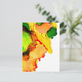 Carte Postale Art abstrait encre à alcool jaune vert (Debout devant)