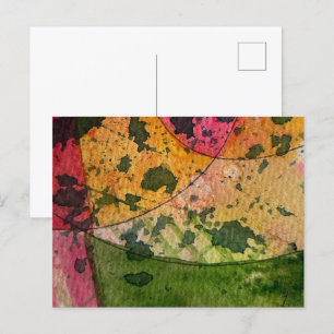 Carte Postale Art abstrait expressionniste à l'aquarelle et à l'