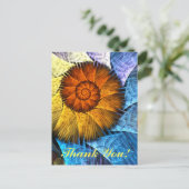 Carte Postale Art Abstrait Floral Orange Jaune Bleu Merci (Debout devant)