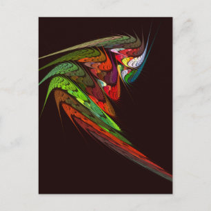 Carte Postale Art abstrait fractal de caméléon en mouvement vibr
