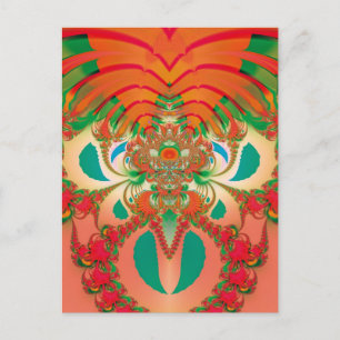 Carte Postale Art abstrait fractal de hibou rouge
