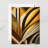 Carte Postale Art Abstrait géométrique doré (Devant / Derrière)