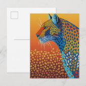 Carte Postale Art Abstrait Léopard Vibrant (Devant / Derrière)