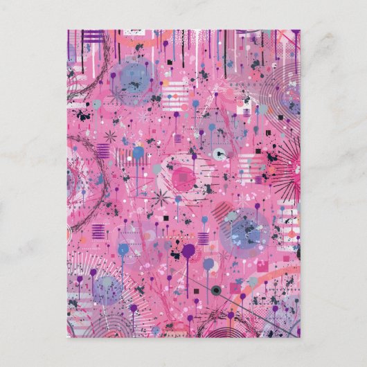 Carte Postale Art abstrait maximaliste rose (Devant)