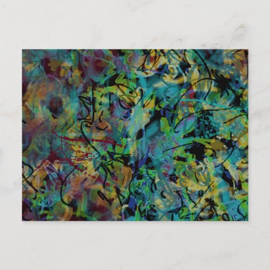 Carte Postale Art abstrait multicolore griffonné (Devant)
