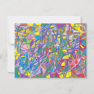 Carte Postale Art abstrait rétro avec de nombreuses couleurs et 