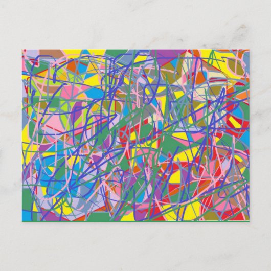 Carte Postale Art abstrait rétro avec de nombreuses couleurs et (Devant)