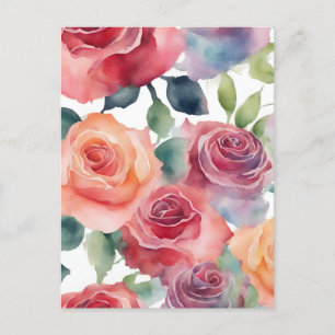 Carte Postale Art Abstrait - Roses Aquarelle
