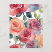 Carte Postale Art Abstrait - Roses d'aquarelle (Devant)