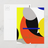 Carte Postale Art Abstrait Rouge Jaune Bleu (Devant / Derrière)