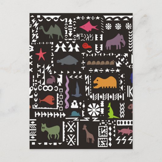 Carte Postale Art africain abstrait coloré (Devant)