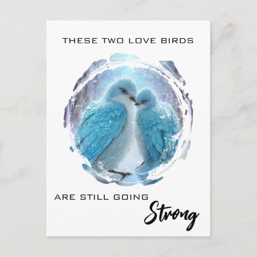 Carte Postale *~* Art Anniversaire Inséparables Hiver AP54 (Devant)