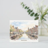 Carte Postale art aquarelle Amsterdam (Debout devant)