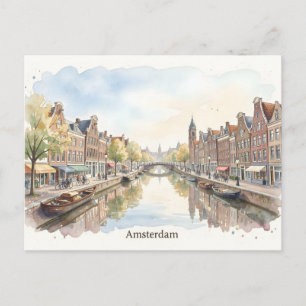 Carte Postale art aquarelle Amsterdam