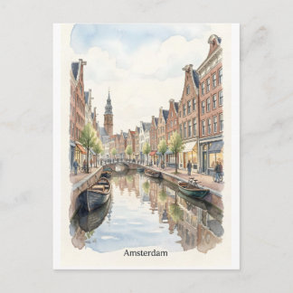 Carte Postale art aquarelle Amsterdam