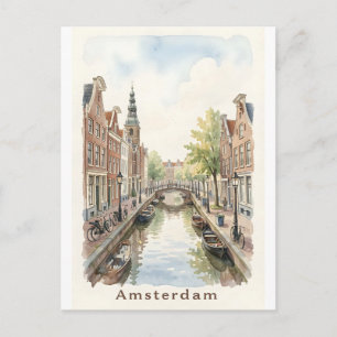 Carte Postale art aquarelle Amsterdam