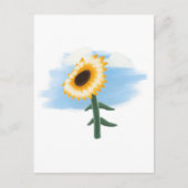Carte Postale Art aquarelle ciel bleu et tournesol jaune (Devant)