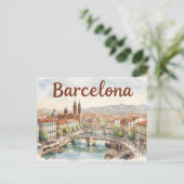 Carte Postale art aquarelle de Barcelone (Debout devant)