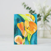 Carte Postale Art aquarelle de fleur de lys calla orange (Debout devant)