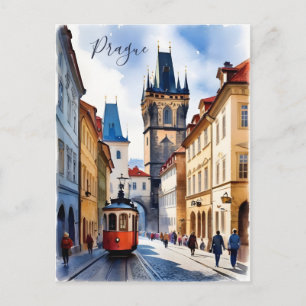 Carte Postale art aquarelle de Prague