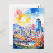 Carte Postale Art aquarelle de voyage en Corée du Sud (Devant / Derrière)