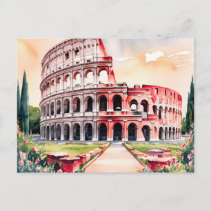 Carte Postale Art aquarelle du Colisée de Rome