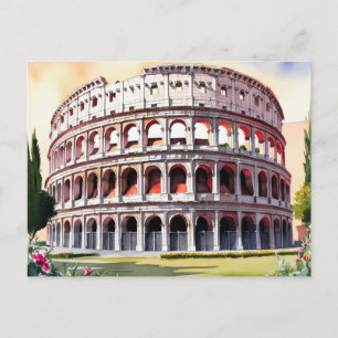Carte Postale Art aquarelle du Colisée de Rome