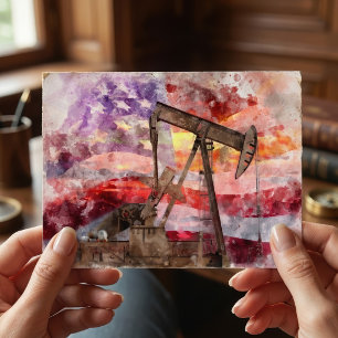 Carte Postale Art aquarelle du coucher de soleil pompe patriotiq