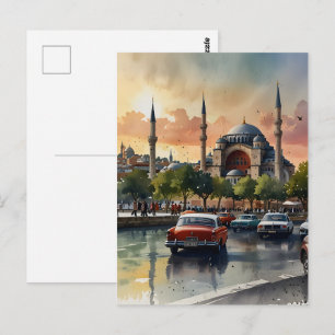 Carte Postale art aquarelle Istanbul