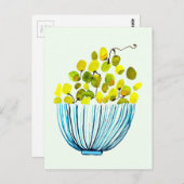 Carte Postale art aquarelle raisins fruit (Devant / Derrière)