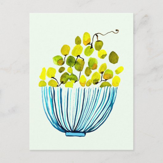 Carte Postale art aquarelle raisins fruit (Devant)