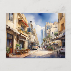 Carte Postale art aquarelle Tel Aviv