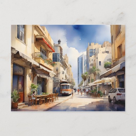 Carte Postale art aquarelle Tel Aviv (Devant)