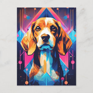 Carte Postale Art Beagle coloré