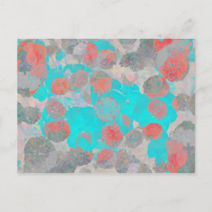 Carte Postale Art bleu rouge romantique floral / motif de fleurs