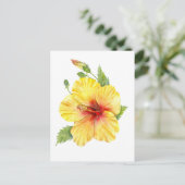 Carte Postale Art botanique d'Hibiscus jaune (Debout devant)