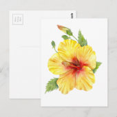 Carte Postale Art botanique d'Hibiscus jaune (Devant / Derrière)