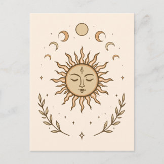 Carte Postale Art Botanique Mystique des Phases Solaires et Luna
