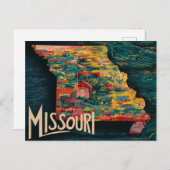 Carte Postale Art cartographique du Missouri (Devant / Derrière)