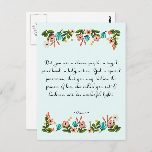 Carte Postale Art chrétien cool - 1 Pierre 2:9 (Devant / Derrière)