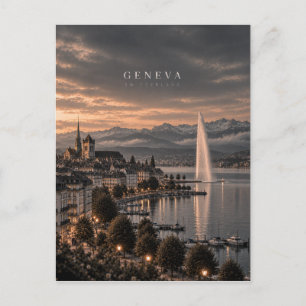 Carte Postale Art cinématique monochrome de la ville de Genève