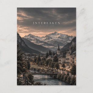 Carte Postale Art cinématique monochrome d'Interlaken